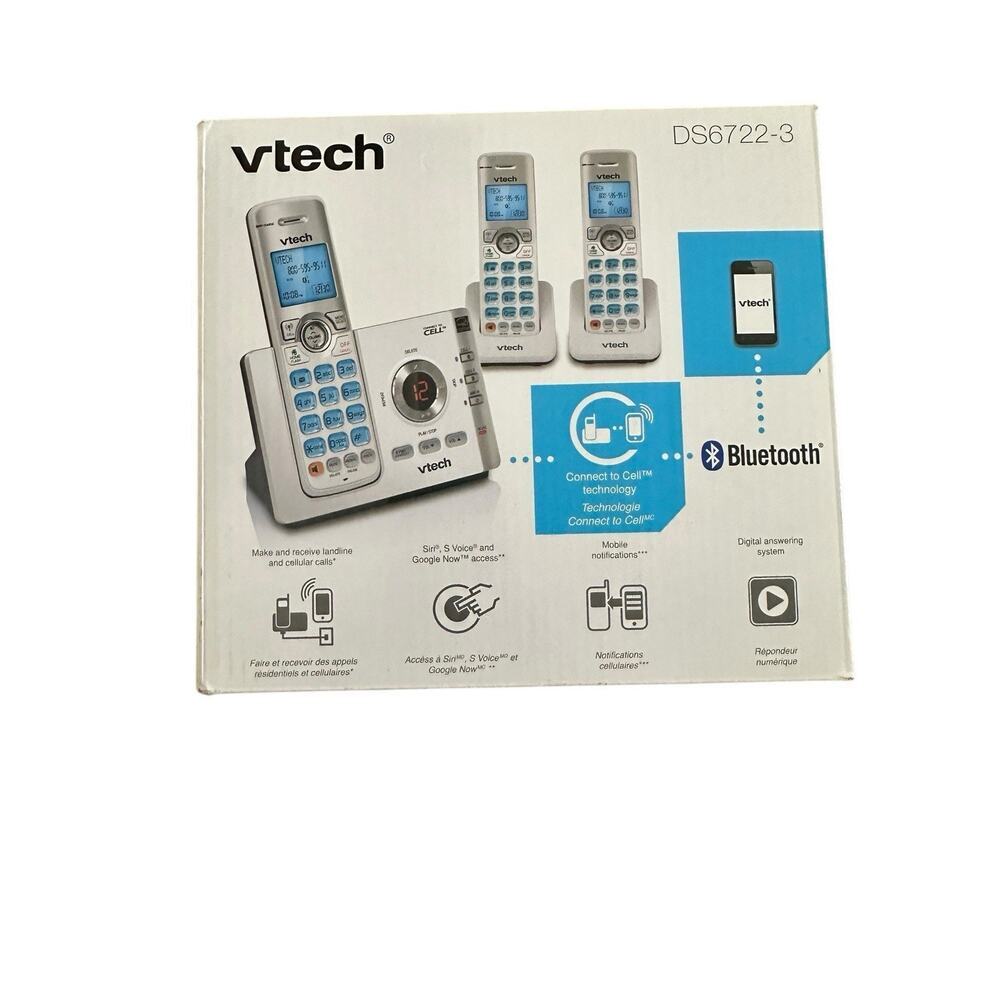 Vtech DS6722-3 Cordless Phone Digital Answering System 3 Handsets